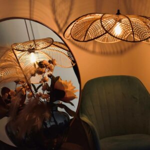 Lotus Flower Rattan Lampshade Handcrafted