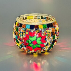 Handcrafted Multicolor Mosaic Candle Holder
