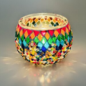 Multicolor Mosaic Glass Candle Holder